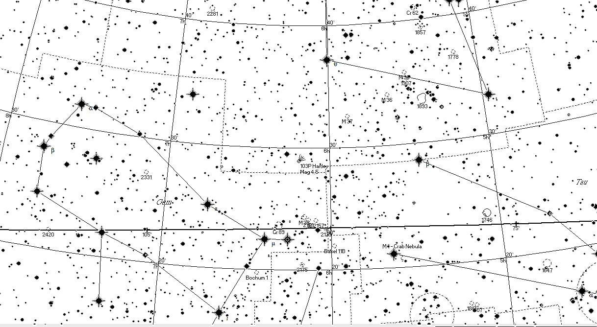 Aktualna pozycja komety 103P/Hartley 2